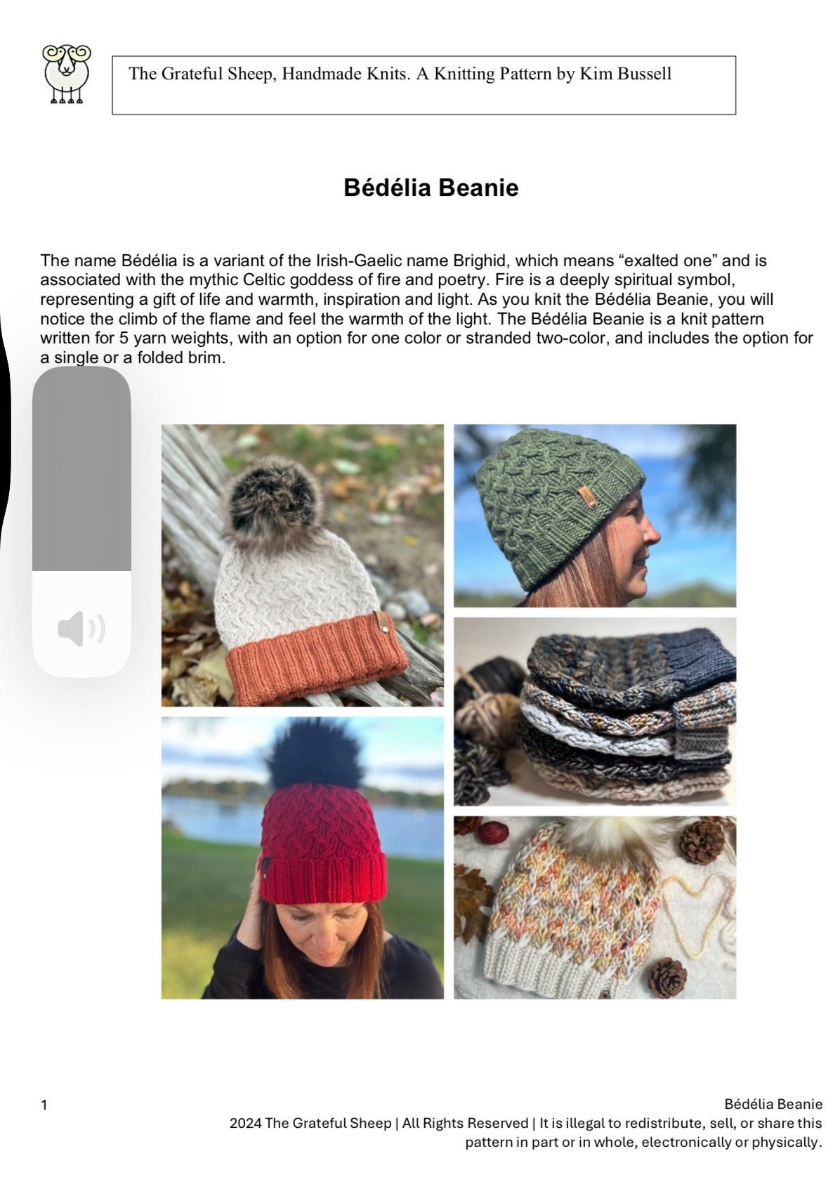 Bédélia Beanie Digital Knitting Pattern